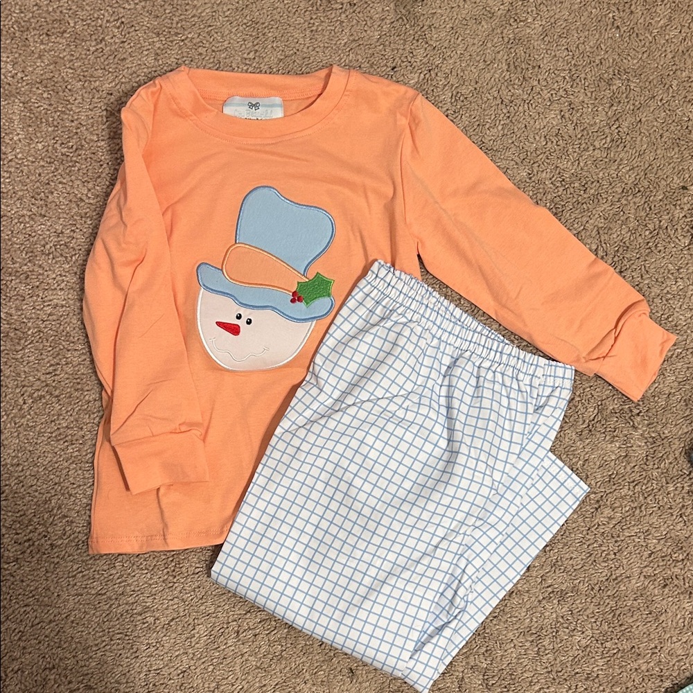 Kids Snowman Set- Coral and Blue